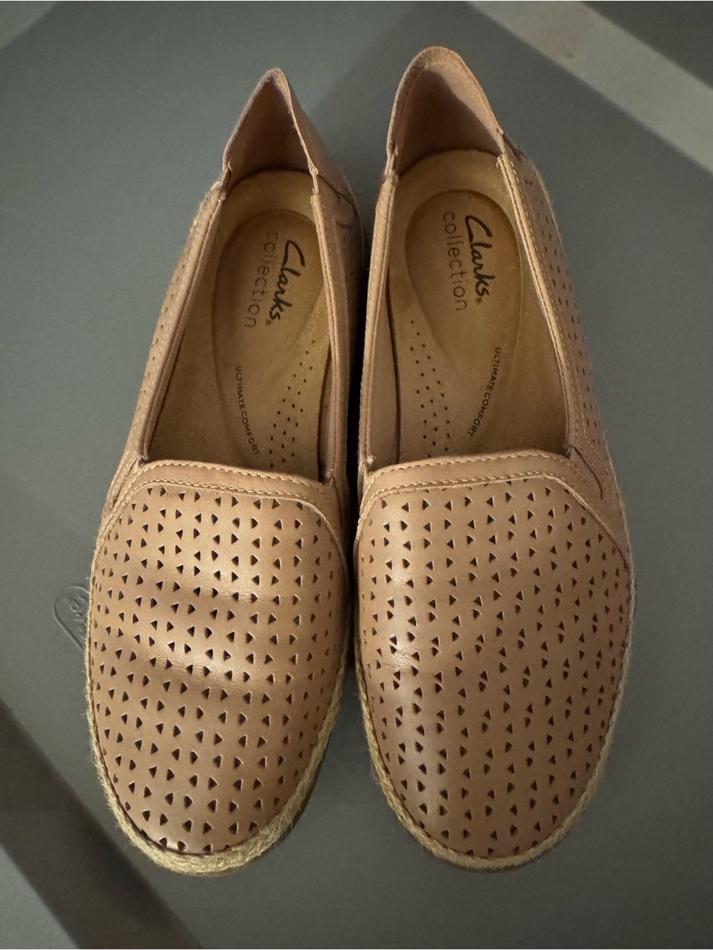 Clarks Collection Women's Perforated Taupe Slip-On Loafers